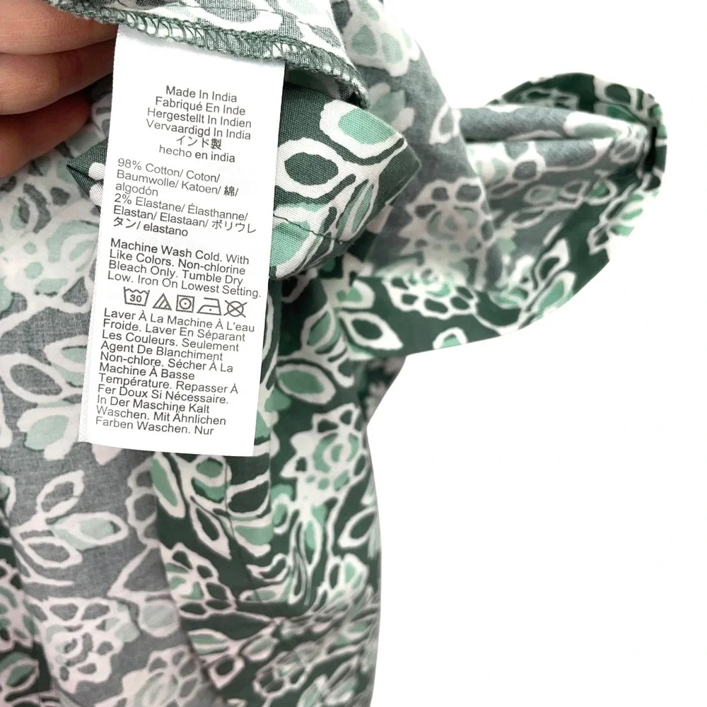 NEW J.Crew Smocked-waist poplin midi dress Size 10 Pale Spinach Eucalyptus green